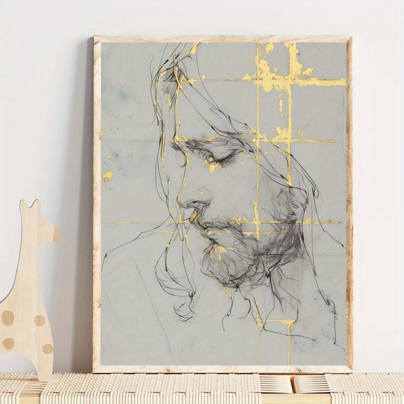 A Picture of Jesus with a Beautiful Face, Full of Grace And Harmony, Unframed Canvas Painting, 30.48cm X 40.64cm, 1pc