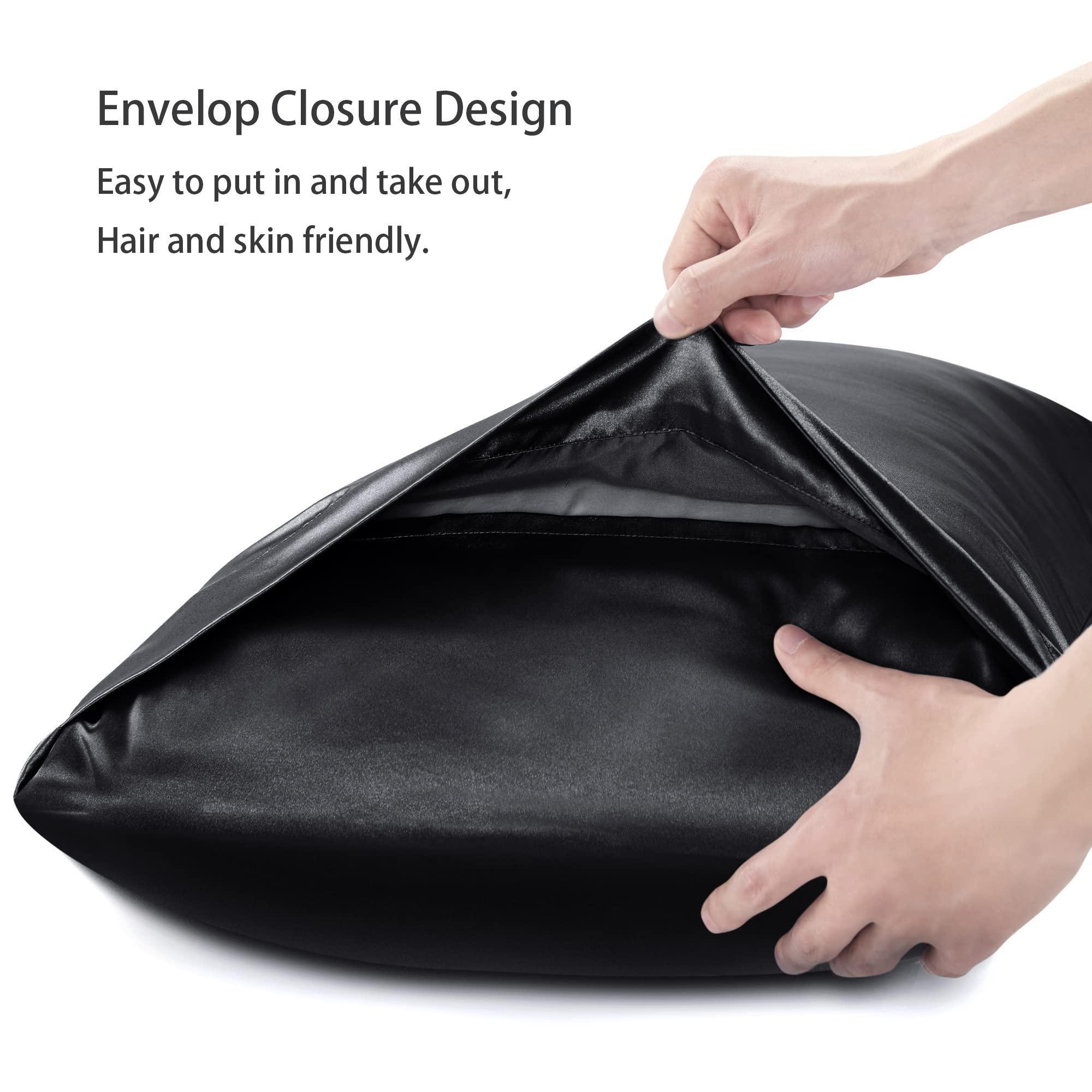 Solid Color Satin Pillowcase, 2 Counts Modern Simple Pillowcase without Filler, Soft Comfortable Pillow Cover for Home Bedroom Dormitory Hotel, Silky Satin Bedding