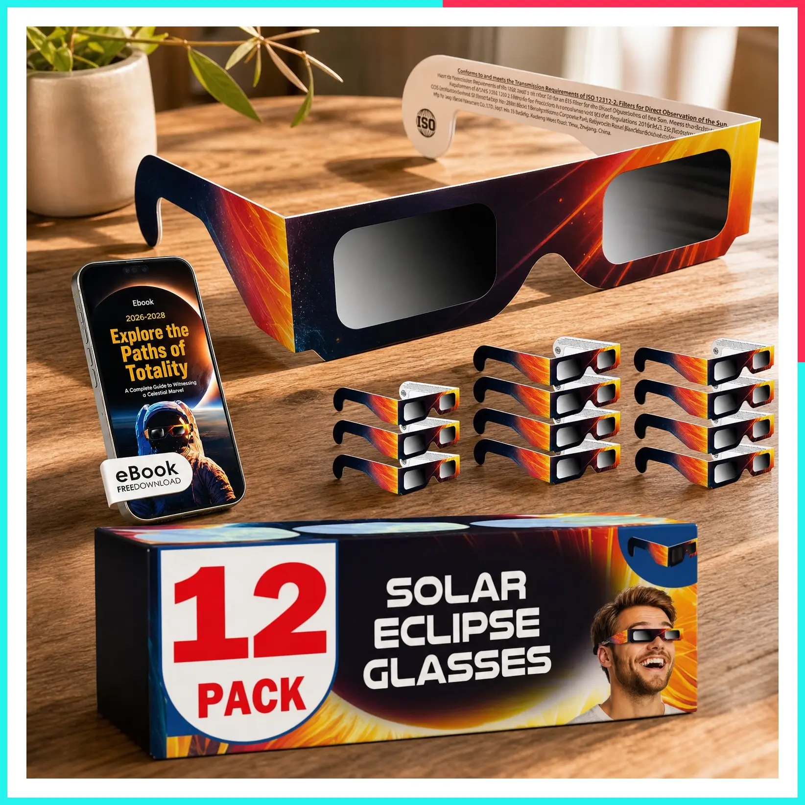 6/12/25/50/100 Pack Solar Eclipse Glasses 2026 ISO 12312-2 Certified for Direct Solar Eclipse Viewing