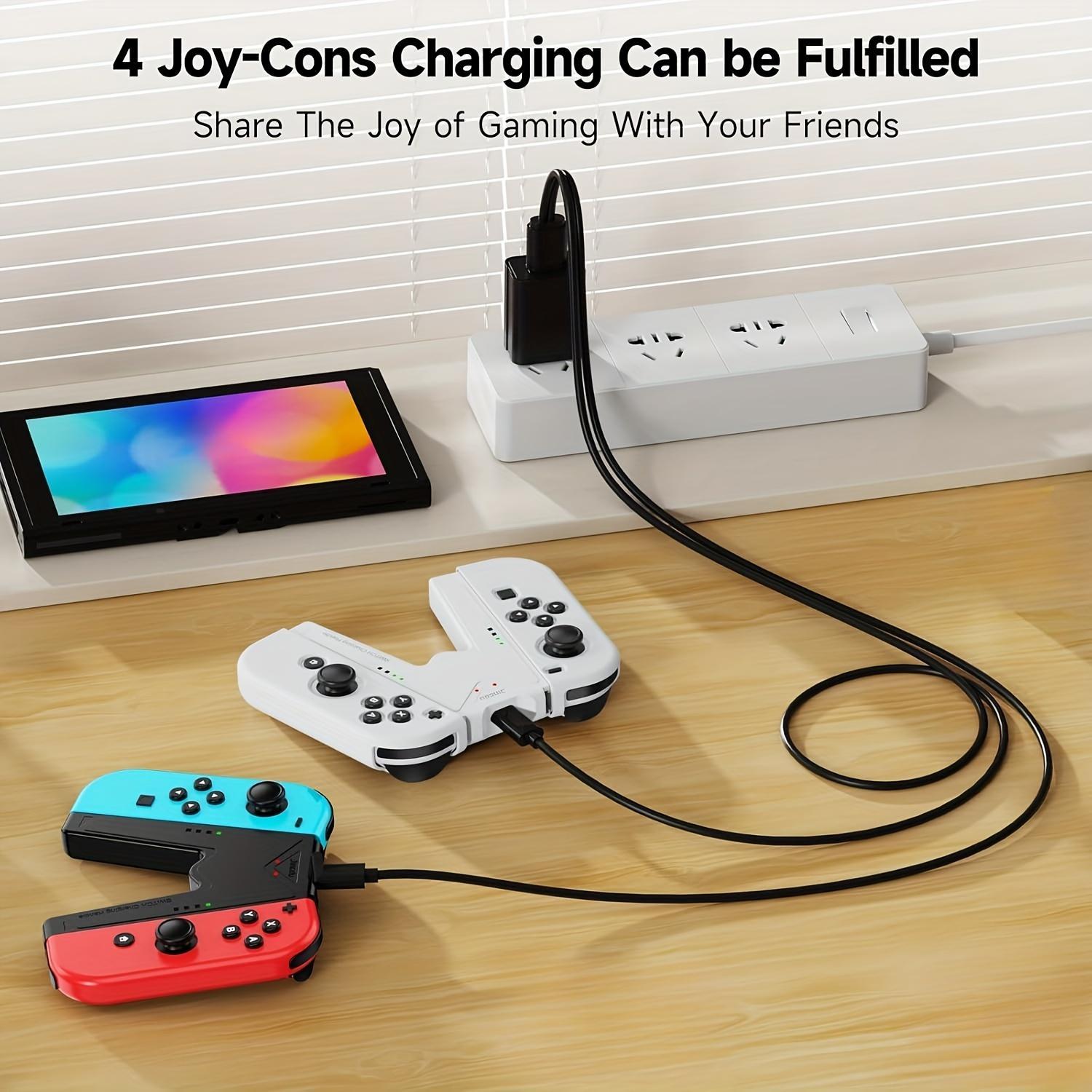 Portable Game Controller Charging Grip, 2 Counts V-shaped Joystick Design Game Controller Charging Handle, Console Accessories for Nintendo Switch Standard & OLED Edition