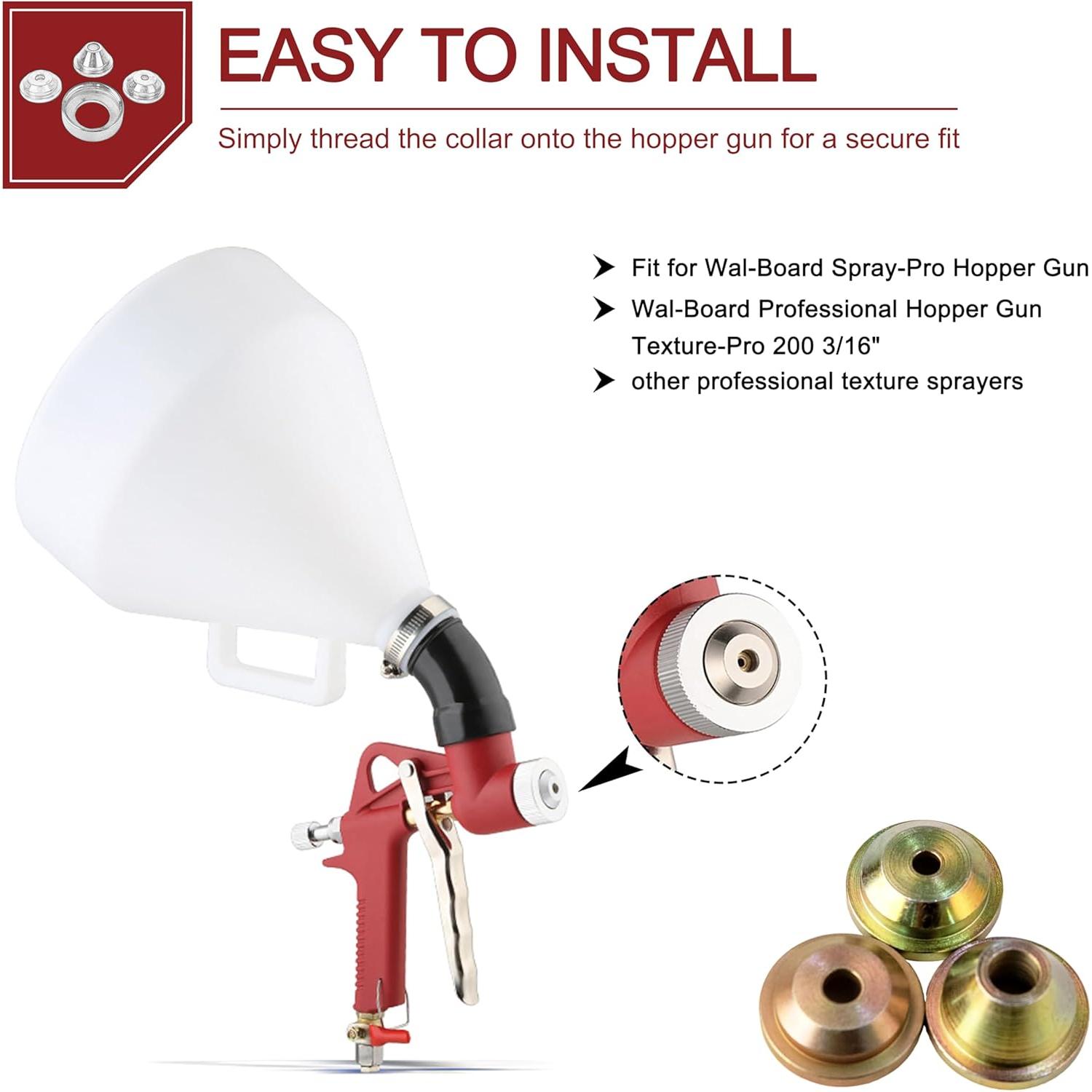 Solid Brass Texture Sprayer Orifice Tip Set, Fits Wal-Board Drywall Texture Hopper , Professional Model Texture-Pro 200, Spray-Pro, 3 Nozzle Tips, 1 Threaded