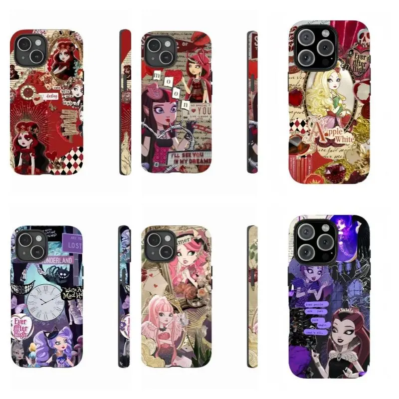 Ever After High College Custom Rubber Phone Case - Dark Vintage Fairytale Character Design, Wireless Charging Compatible, Shock-Resistance Protection for iPhone 11-17 and for Samsung S21-S25, Ideal Birthday Gift for E-Girl
