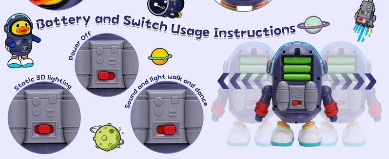 Dancing Space Duck Toy, Space Duck Dancing Musical Interactive Toy, Walking Duck Baby Robot, Electric Dancing Duck Toy Baby Musical Toys, Cute Singing Walking Duck Toys with Music LED Lights