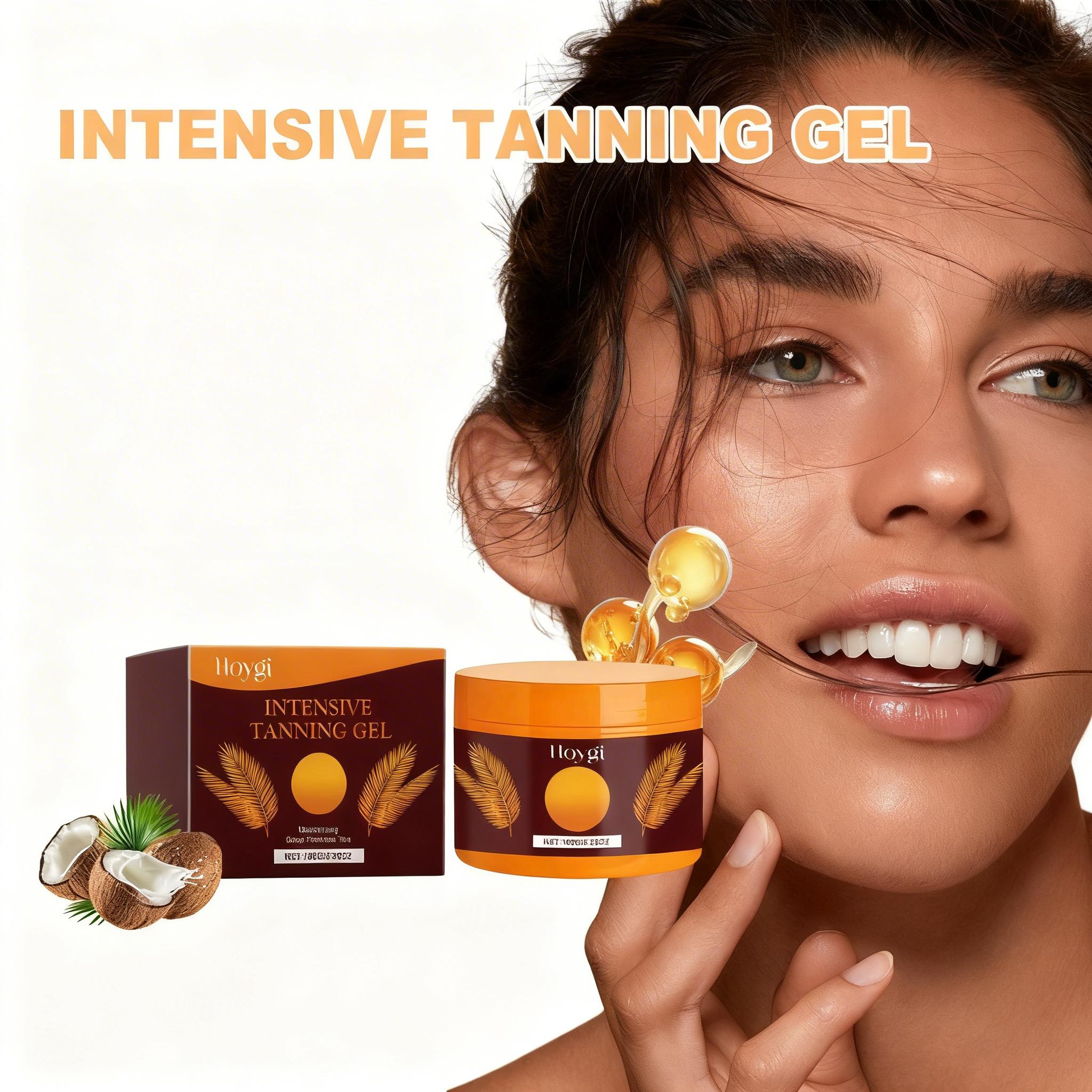 HOYGI Intensive Tanning Gel with Coconut Extract & Vitamin E, Deep Radiant Sun-Kissed Bronze, Hydrating Formula for Streak-Free Glow, Indoor/Outdoor Use All Skin Types natural
