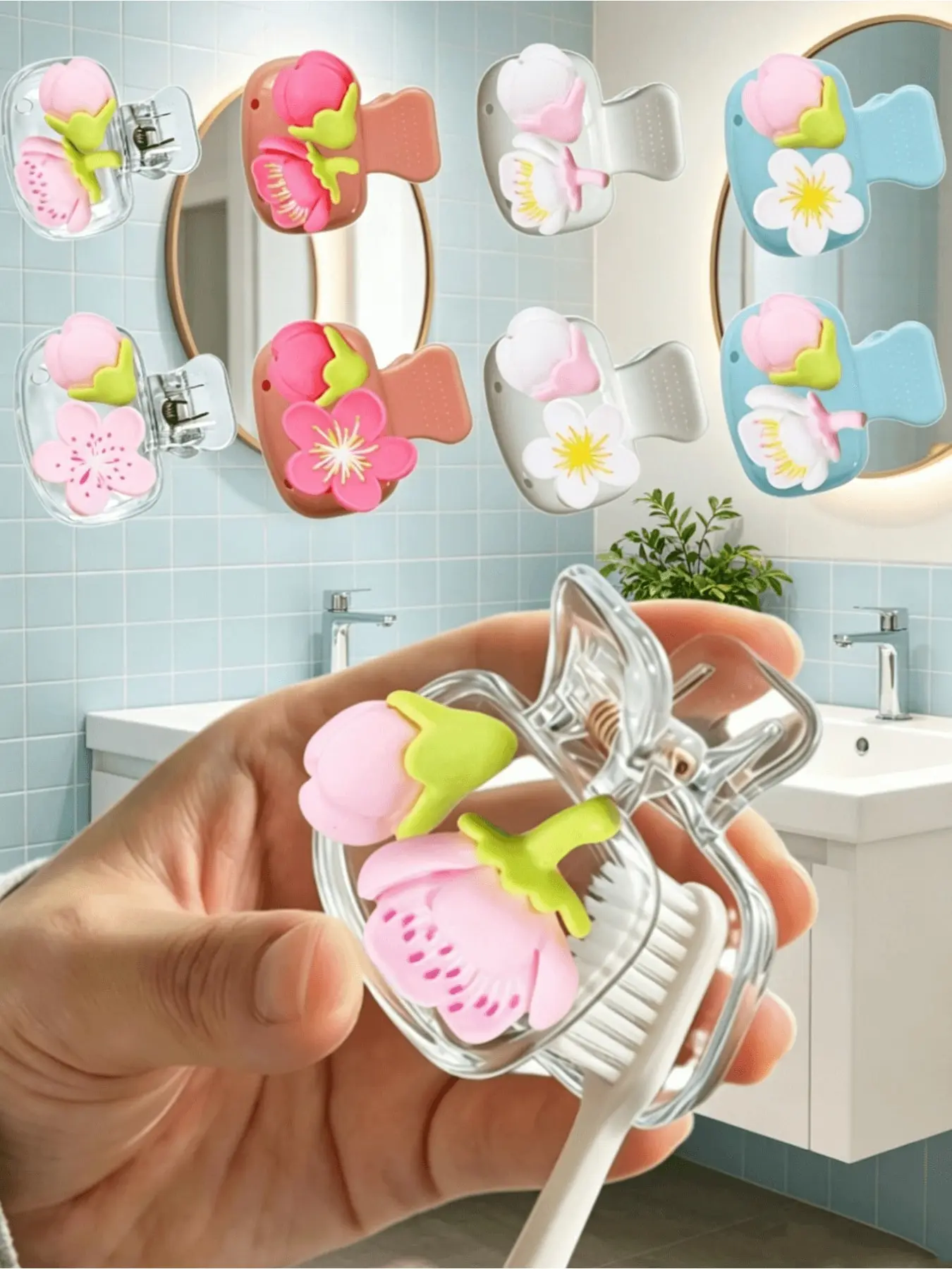 Portable Toothbrush Case, Peach Blossom Cherry Pattern, Travel Toothbrush Holder, Dust-Proof Toothbrush Cover, Ideal Gift for Travelers