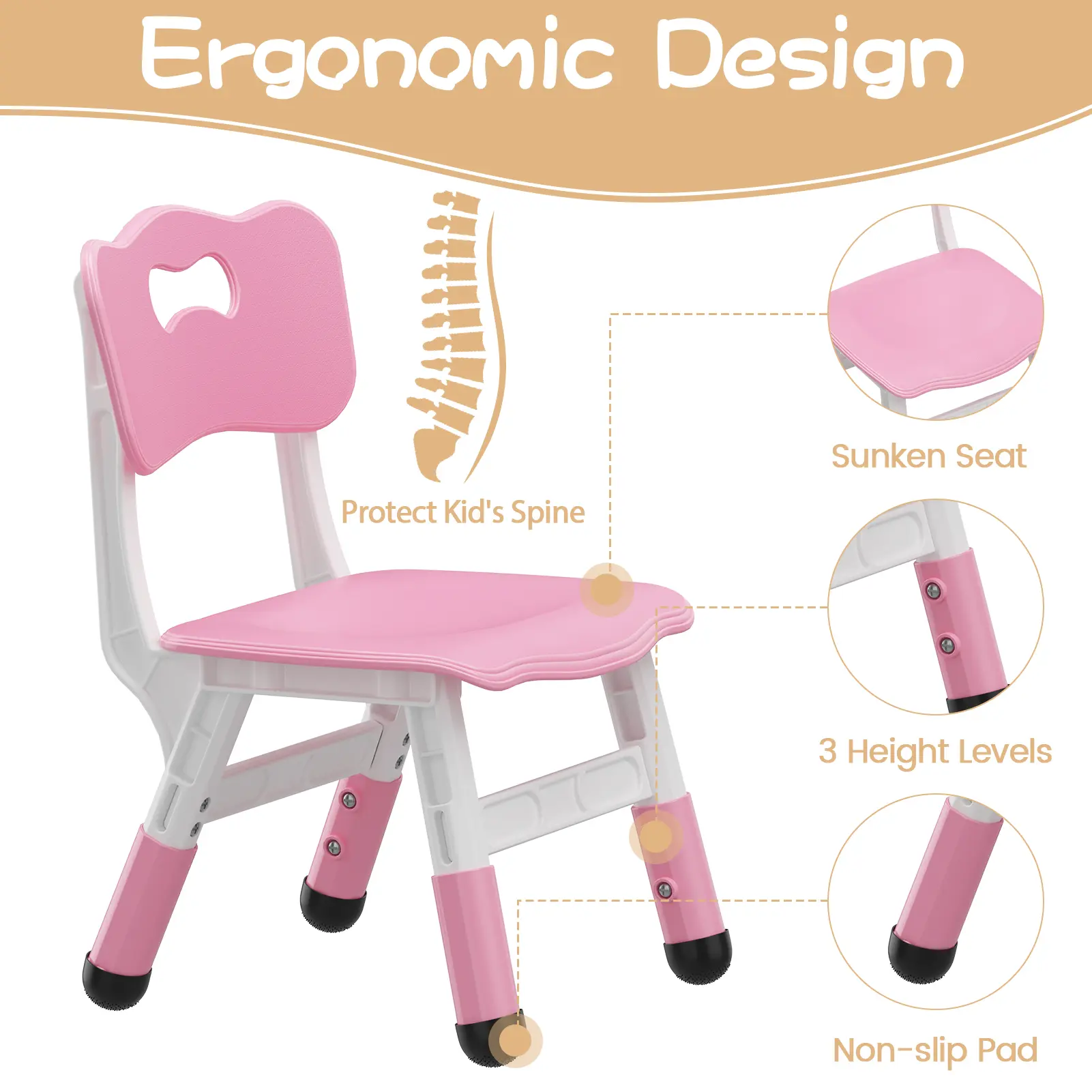 Height Adjustable Kids Table and 6 Chairs Set – Graffiti-Resistant Desktop – Non-Slip Legs – Storage Box Included – Children’s Activity Table and Chair Set for Home, Daycare, Preschool, Study Room