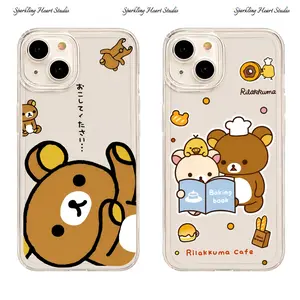 Cute Bear Rilakkuma Phone Cases For iPhone 17 16 15 14 13 12 Promax Pro Plus Transparent Soft TPU Air Anti-Drop Cover Trendy Luxury Aesthetic Shells Daily Accessory Gift