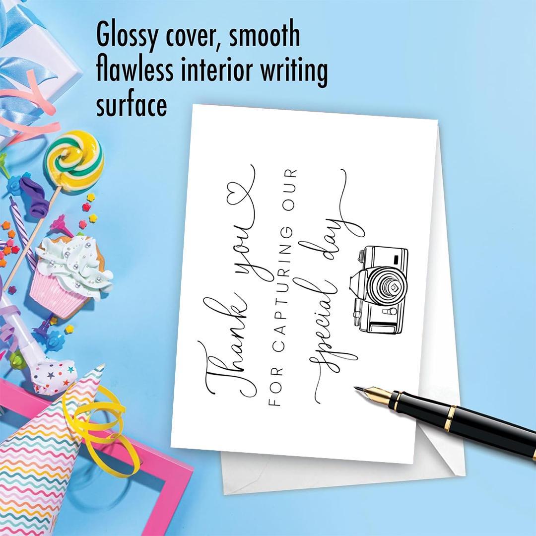 Wedding Photographer Thank You Card, Camera & Letter Pattern Greeting Card, Greeting Card for Wedding Photographer, Wedding Vendor Gift