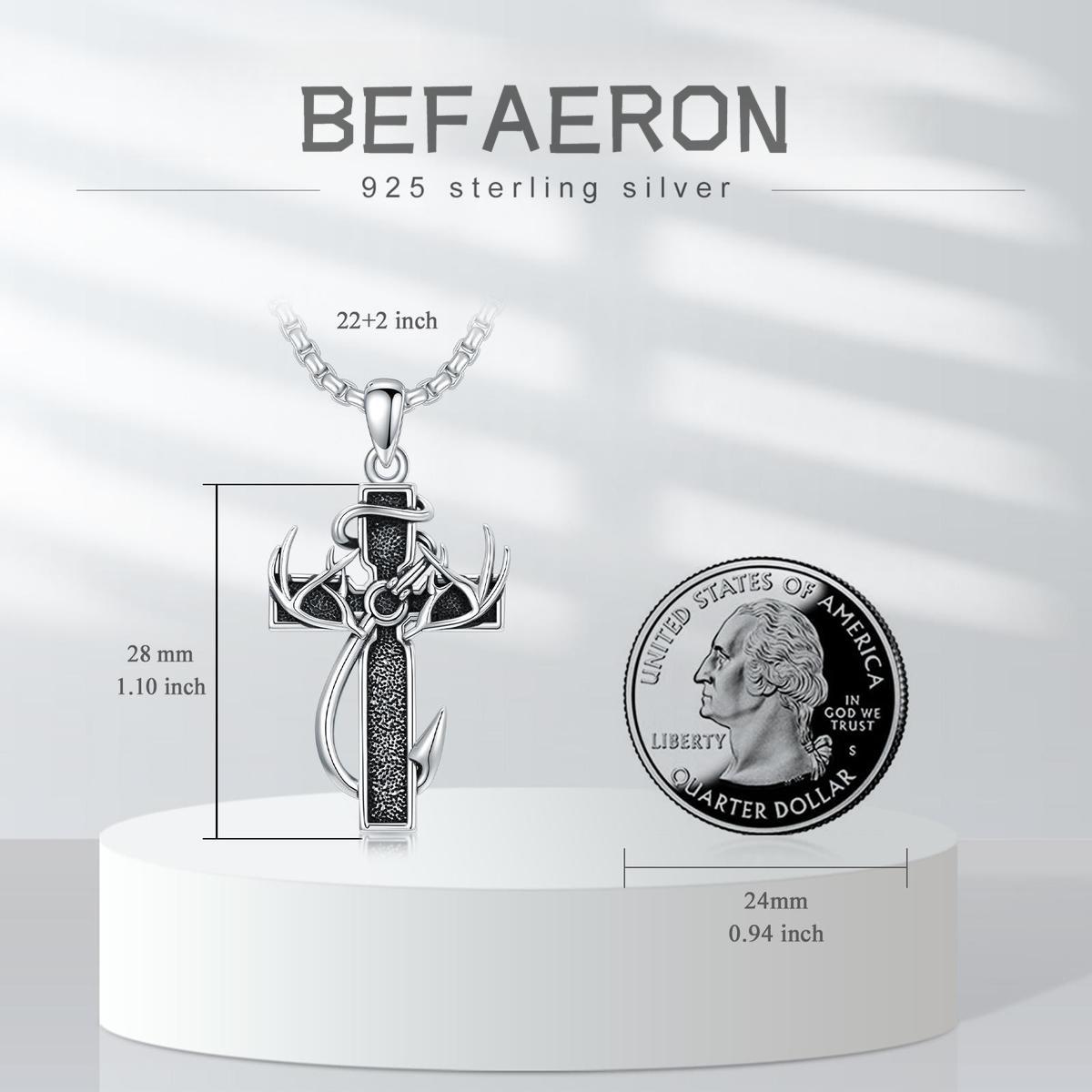 Autumn New Arrival 925 Sterling Silver & Stainless Steel Cross Antler ...