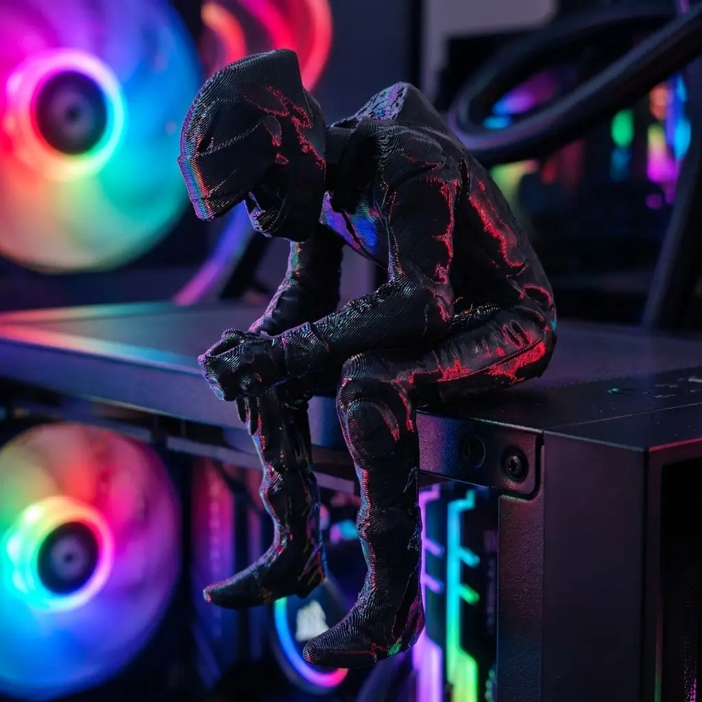 3D Printed Racing Driver Model, Esports Desktop Decor Sculpture, Motorcycle Racer, Computer Case Corner Display Ornament