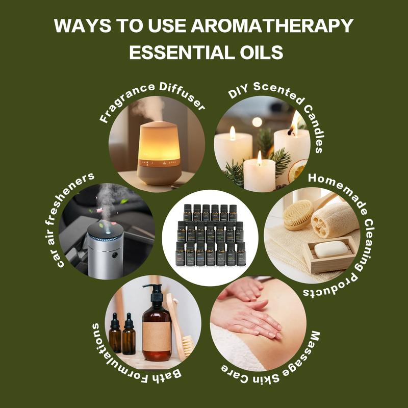 Aromatherapy Essential Oil Set, Water Soluble Scents for Humidifier, Diffuser, Candle & Soap Making, Home, Hotel & Restaurant Use, Multiple  Fragrances, 20x10ml