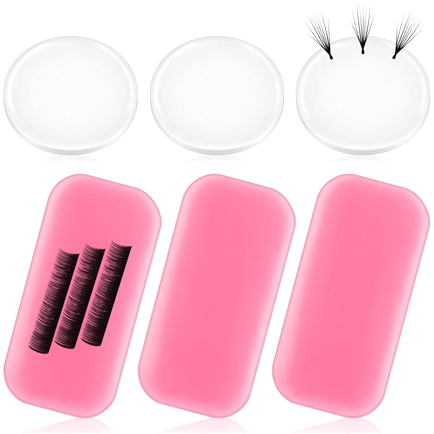 Maitys 6 Pieces Eyelash Extension Silicone Pads for Lashes Reusable Adhesive Silicone False Eyelash Extension Holder Pads for Loose Lash Grafting Gasket Pallet(Pink),luxury,cosmetic,beyond,clean,creative,design,makeup,brush,beauty,,Multi-Pur,bling,brushes