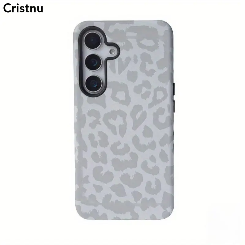 A Gray Leopard Print Design That Fits Various for samsung Models Including The S23 Ultra, S23 Plus, S22, S22 Plus, S22 Ultra, S21, S21 Plus, S21 Ultra, Featuring a Straight Edge And Shock-Resistant Protective Smartphone  Compatible with Samsung Galaxy S25
