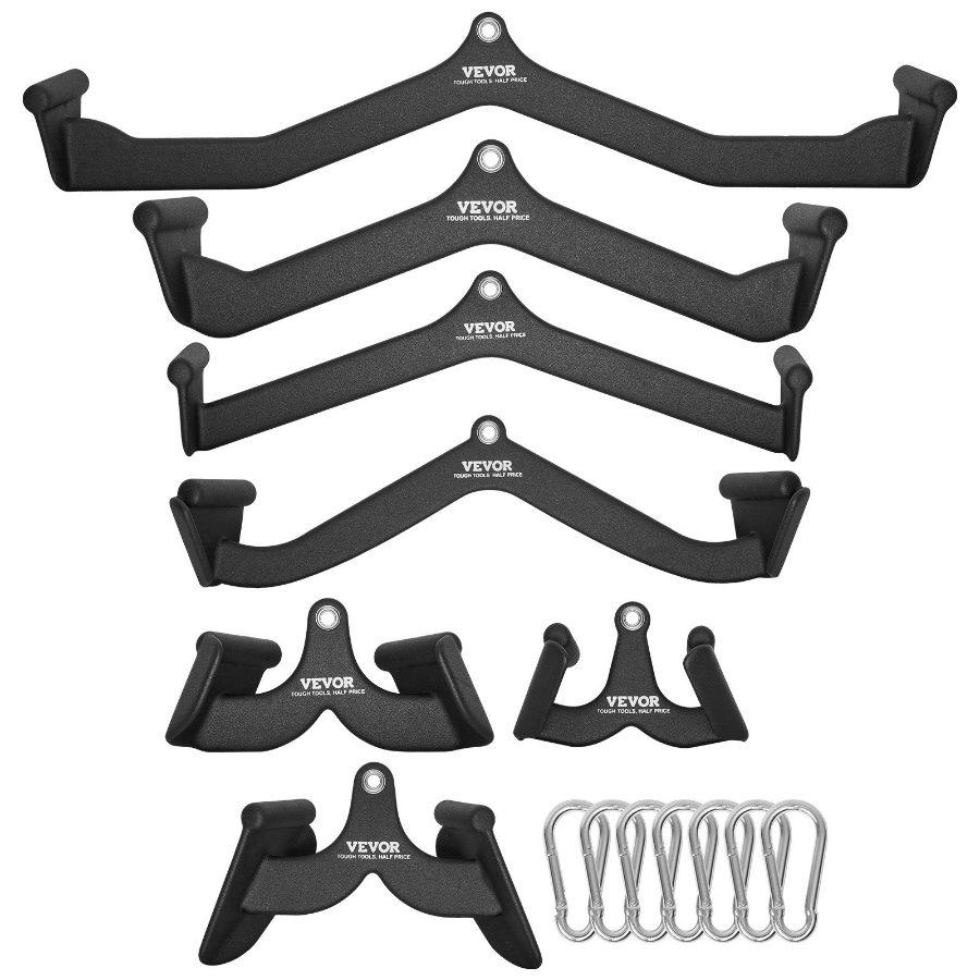 VEVOR LAT Pulldown Attachment, Cable Machine Rowing V-bar Attachment, Tricep Pull Down Bar, Back Strength Training Rubber Coated Handle Grip, Bicep Curl Tricep Lat Pulldown Bar for Home Gym Fitness