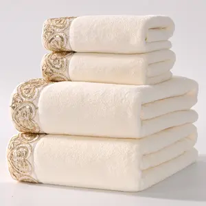 4-Piece Heart Lace Design Bath Towel Set, Super Soft Coral Fleece Towels, Quick-Dry No Shedding, Ideal for Face Body Hair Care