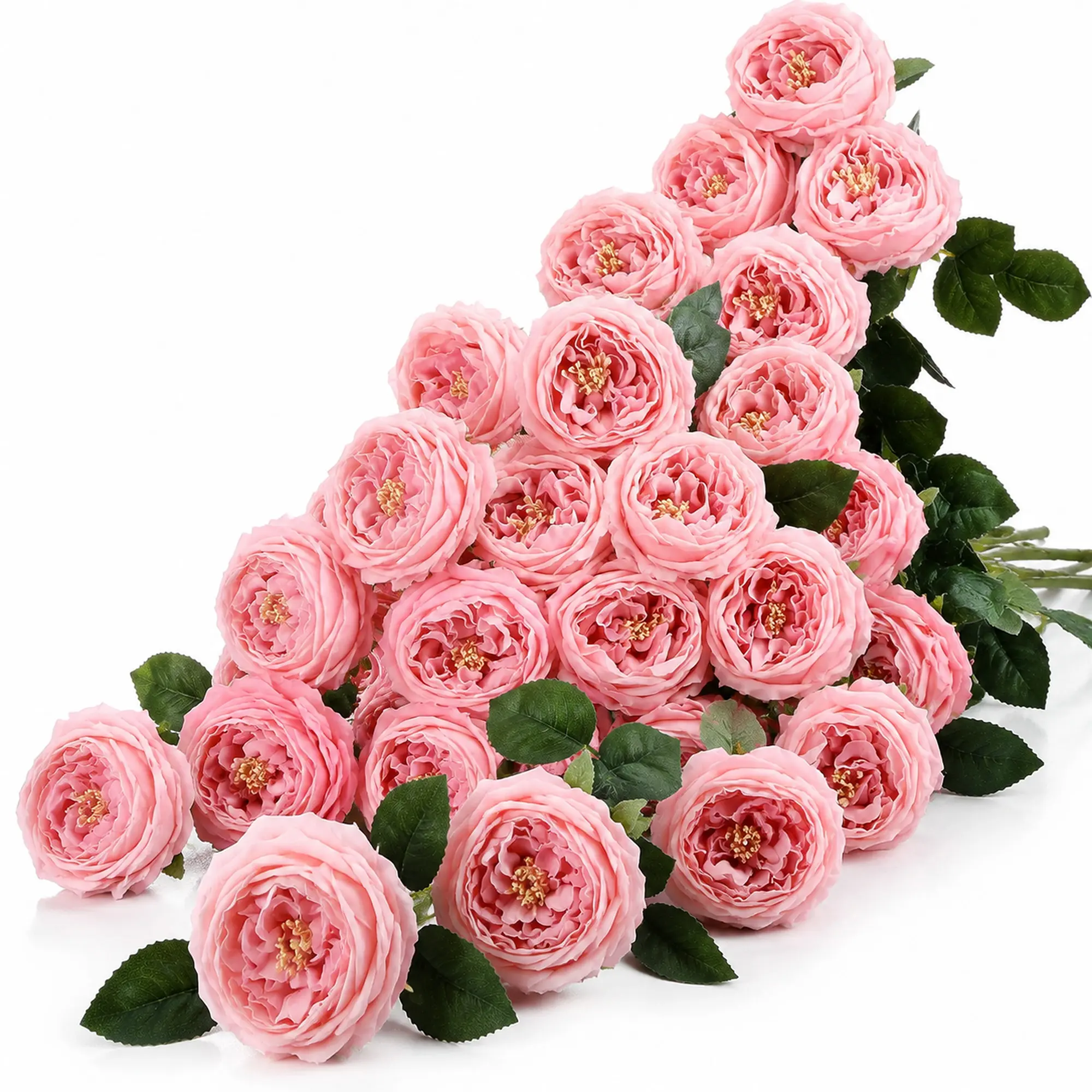 Artificial Flowers 20Pcs Real Touch Austin Roses and Peonies Bulk Silk Flower Stems for Wedding Centerpiece Home Decor DIY Arrangements