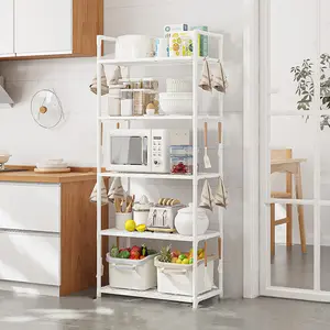 5 Tier Storage Shelves Adjustable Shelving Unit Heavy Duty Standing Shelf 66 Lbs Capacity for Kitchen Pantry Closet Bathroom Laundry Garage
