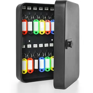 28 Position Wall Mounted Steel Key Cabinet Combination Code Lock Key Storage Box Featuring Hooks and Tags for Secure Key Organization