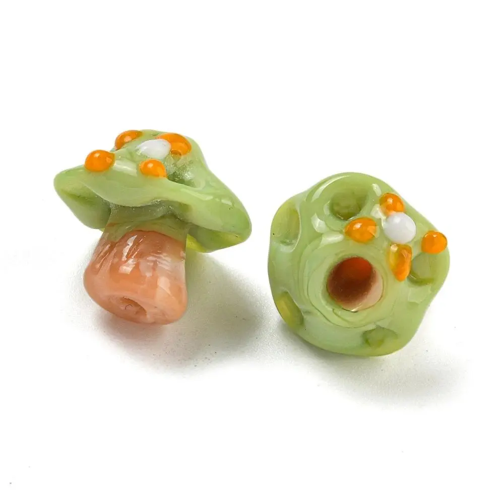 5pcs Handmade Bumpy Shape Mushroom Lampwork Glass Beads for Jewelry Craft, DIY Bracelet & Earrings Accessories