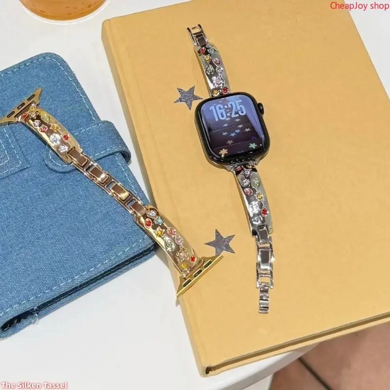 2026 Colorful Crystal Bangle Watch Band, Elegant Universal Strap Compatible with Apple Watch 6 To 11 for Daily And Party Wear (Strap Only) Wearable Tech Accessories Wearable Chic Wristband