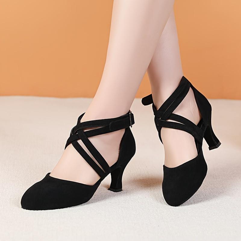 [Elegant Black Dance Shoes] Lightweight Elegant Black Indoor Dance Shoes - Comfortable Fabric Lining, Genuine Sole, Chic Crisscross Ankle Straps - Ideal for Ballroom & Latin Dancing for Women Blueberry Basketweave Women's Flats Silver Mix Knot Point Flats