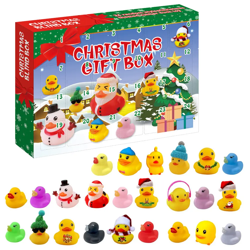 2026 Christmas 24 Days Countdown Rubber Duck Advent Calendar for Decoration, Rubber Ducky Bath Toys, Kids Xmas Fun Ducks, Christmas Party Favor Gifts for Boys, Girls, Kids and Toddlers