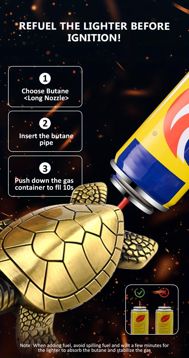 Free delivery of butane lighter (excluding butane) - Creative golden turtle shaped desktop lighter, cool and portable adjustable soft flame lighter, men's fashionable replaceable accessory Free delivery of butane lighter (excluding butane) - Creative golden turtle shaped desktop lighter, cool and portable adjustable soft flame lighter, men's fashionable replaceable accessory