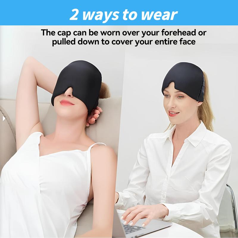 HISTORYOO Migraine Headache Relief Cap Reusable Hangover Gel Cooling Ice Cap Eye Mask Strain Relief Eye Bags Stress Hot Cold Compress Therapy (Before use, it needs to be placed in the fridge or microwave) Puffy Stye Treatment Dry Headache Dark Circles