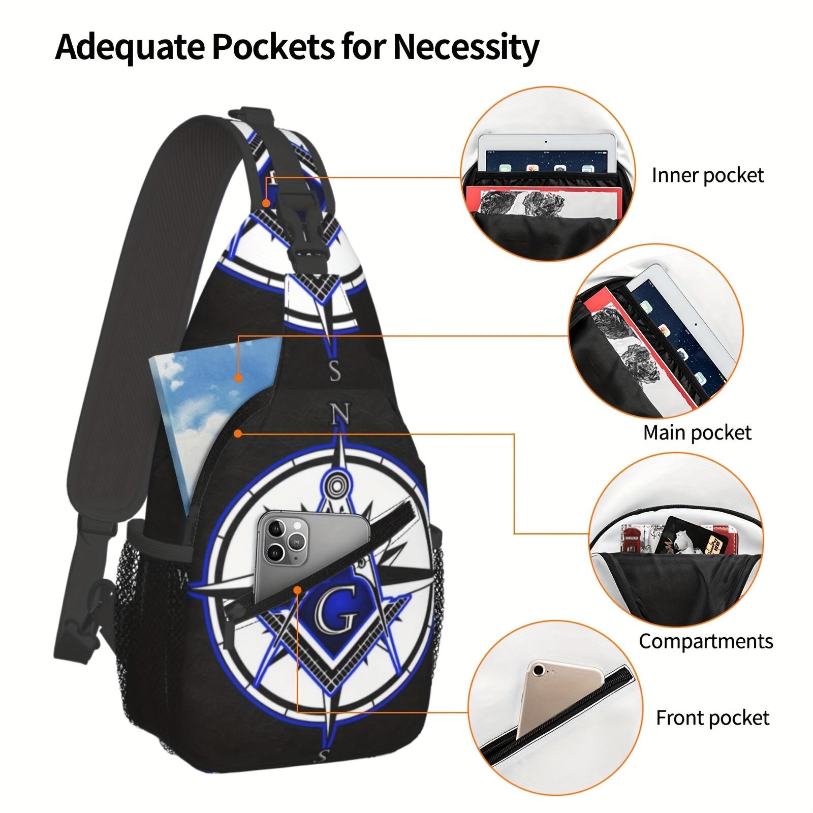 Crossbody Chest  Hiking Master Masonic Shoulder  Folding Large Capacity Fashion Durable Can Be Used For Shopping, Work, Leisure Travel Beach  Fishing  Travel Accessories Must Have  For School Back Christmas Gifts bag backpack
