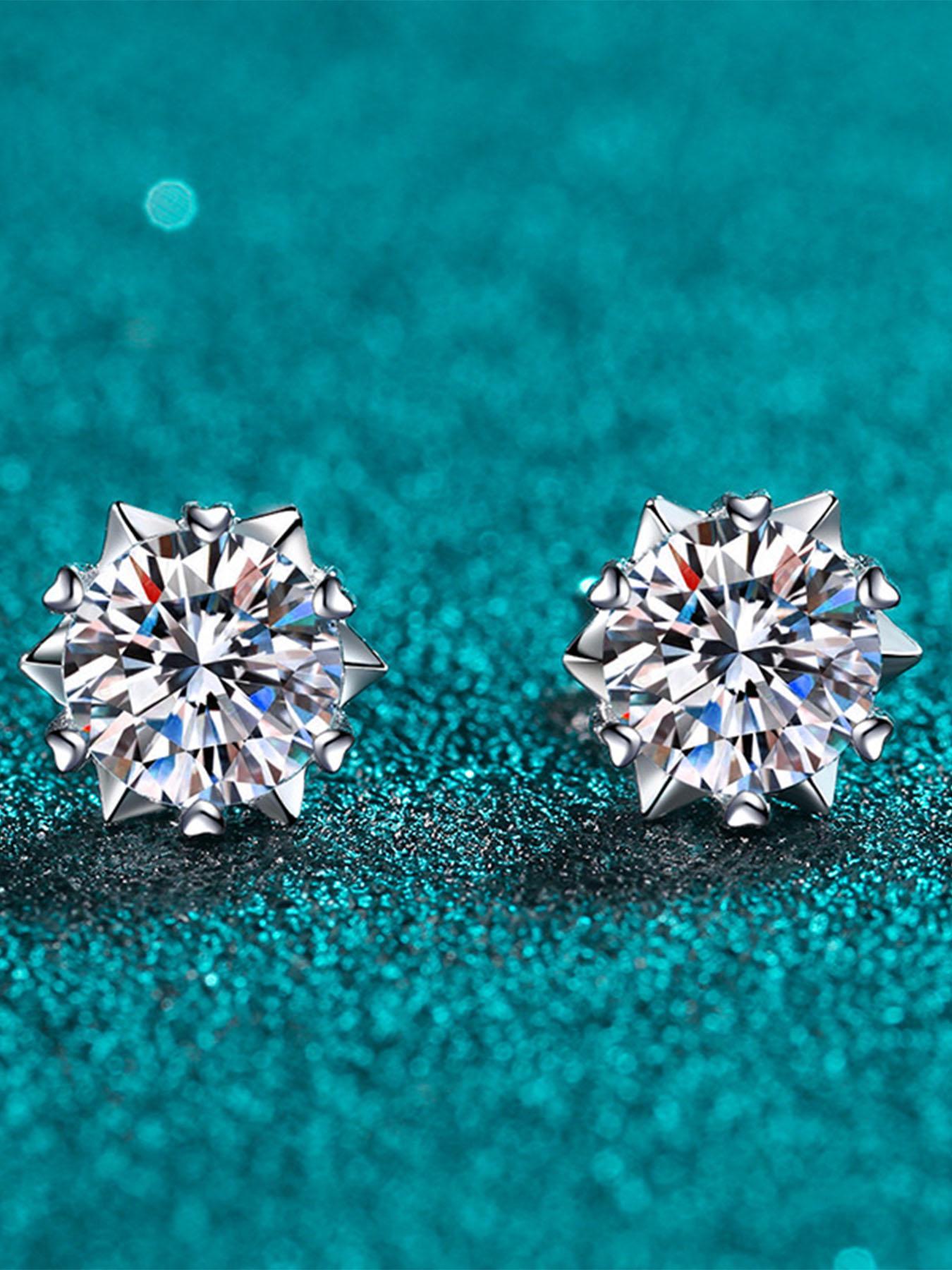 S925 Sterling Silver Synthetic Moissanite Earrings, Snowflake Design Earrings for Women, Elegant All-match Fashion Accessories for Daily Wear