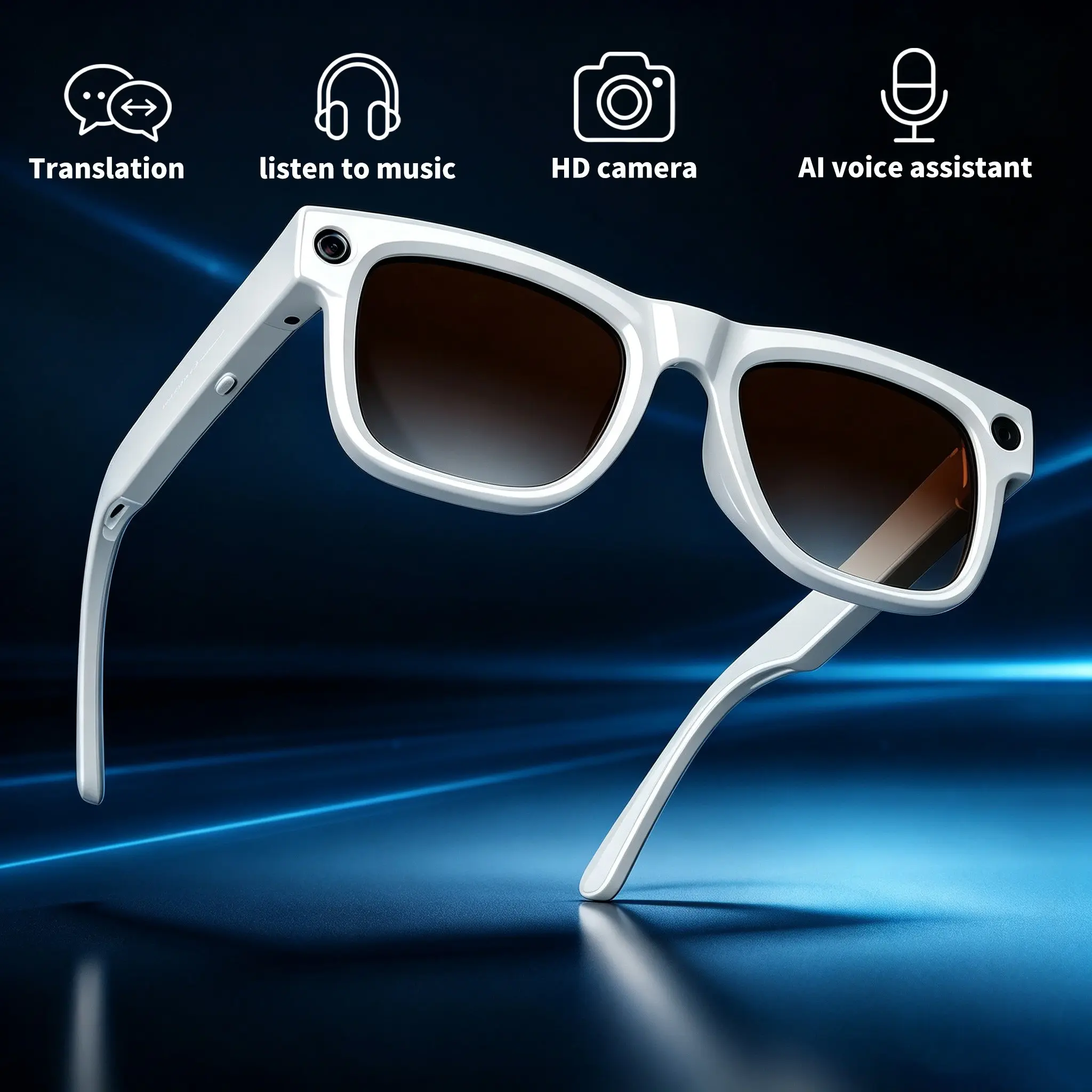 Smart Ai Glasses for Meetings, Dvr, Portable Use, Sports Videos, Outdoor Cameras, Driving Records, Multi-Functional Smart Glasses
