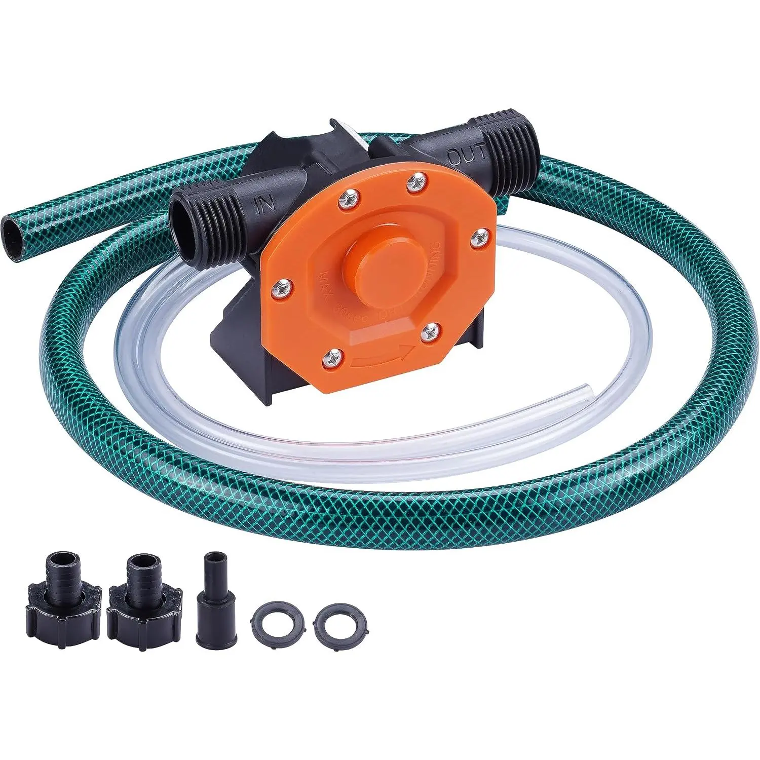 Self Priming Water Drill Pump Attachment with Suction and Discharge Hose, Mini Hand Power Drill Pump for Water, Oil Transfer