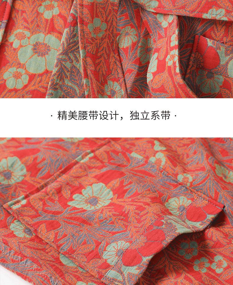 Pure cotton double-layer gauze bathrobe, Class A, spring/summer thin pajamas, home wear, couple's bathrobe, absorbent and quick-drying bathrobe