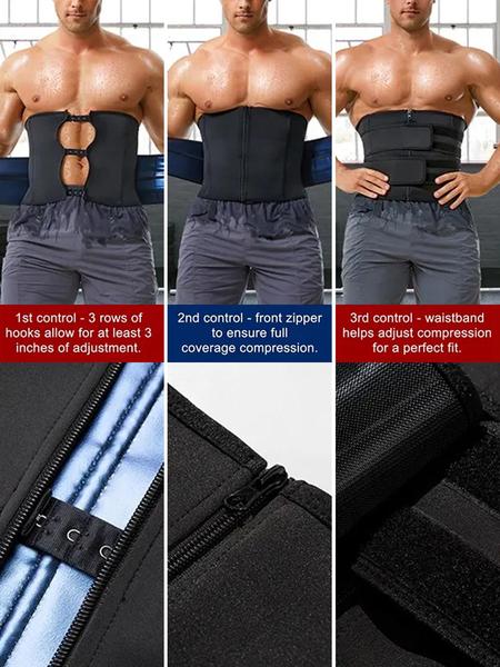 Men's Adjustable Dual-Layer Compression Waist Belt, Sauna Waist Wrap, Zipper Bodysuit Shaper, Summer Wearable Fitness Accessory, Sporty, Waist Training Belt