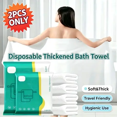 2-Pack Portable Disposable Bath Towels, Thick Soft Quick-Dry, Quick Drying Towel, 3 Sizes, Ideal for Travel, Home, Gym, Office, Camping, Essential Travel Gear