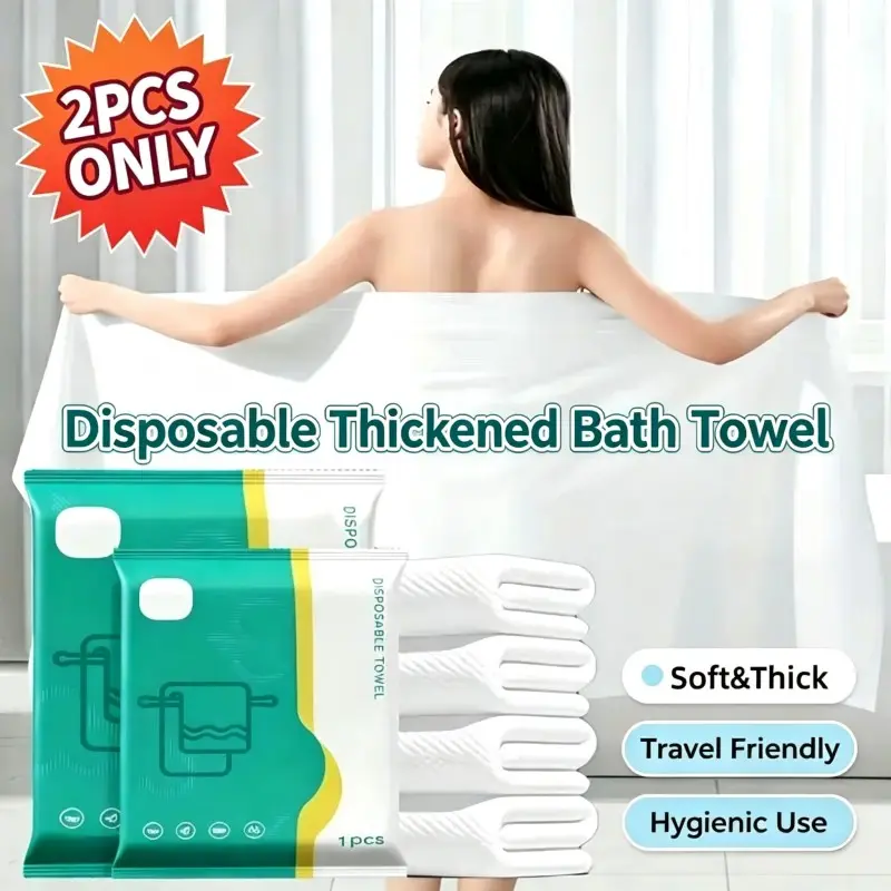 2-Pack Portable Disposable Bath Towels, Thick Soft Quick-Dry, Quick Drying Towel, 3 Sizes, Ideal for Travel, Home, Gym, Office, Camping, Essential Travel Gear