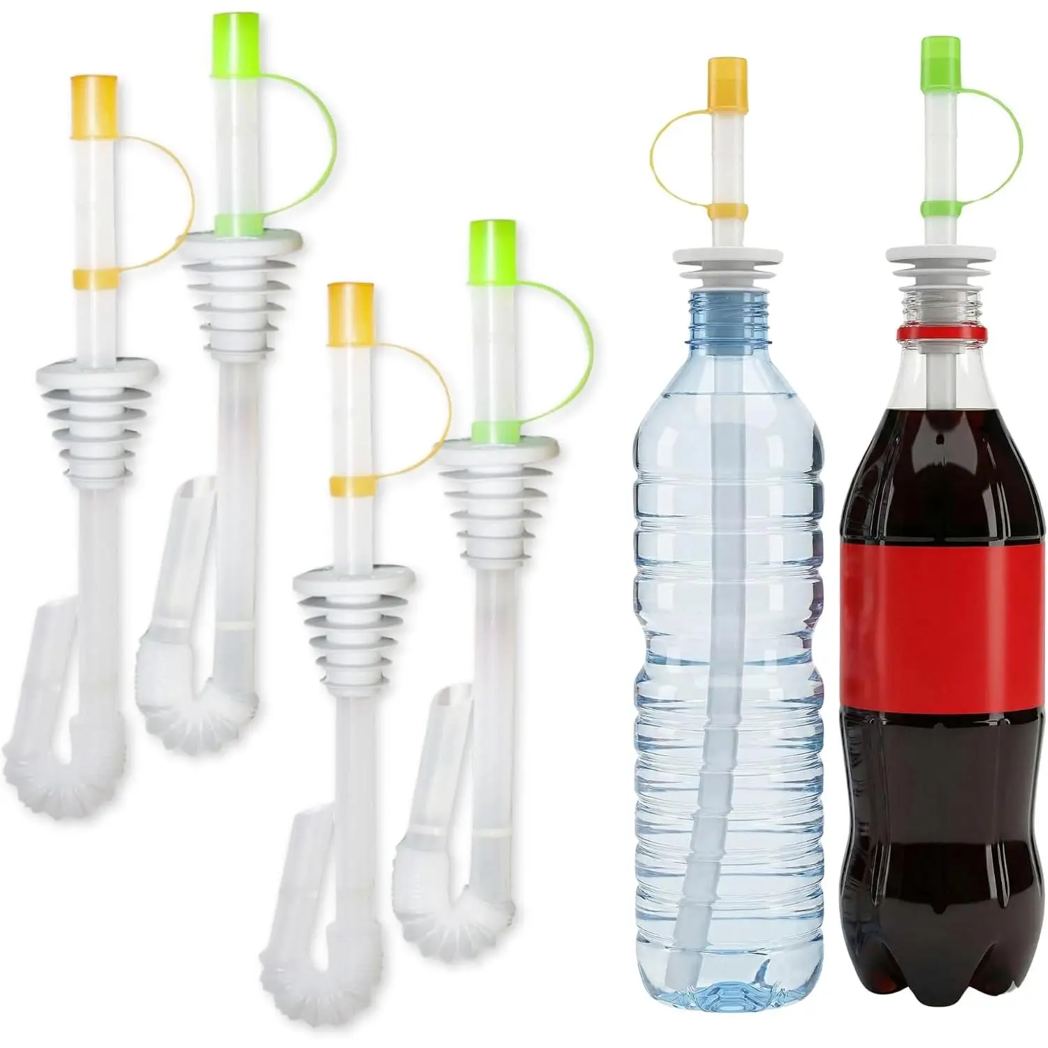 Sip and Seal Soda Straws for Bottled Beverages | 4-Pack Spill-Proof Drinking Straws, Flexible Seal, Flip Cap, Fits  Plastic Water, Soda Bottles, Ideal, Outdoor Use