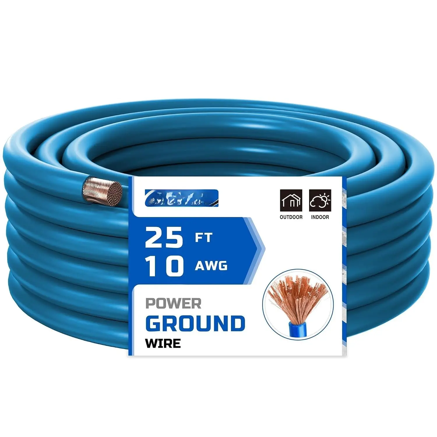 10 Gauge Wire, 25  Blue Power Ground , Primary Automotive Wires, Copper Clad  for  ,  Audio, Amp Wiring, Generator, Automotive, RV
