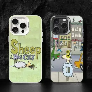 Sheep in the Big City Phone Case Luxury Silver TPU Shockproof Anti-Scratch Cover Compatible with iPhone 11-17 Pro Max/Plus & Samsung Galaxy S23-S25