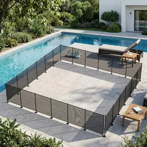 Stainless Steel Leg Mesh Pool Fence with Locked Gate | No-Drill Install for Inground & Above-Ground Pools | Solution for pool perimeter safety protection