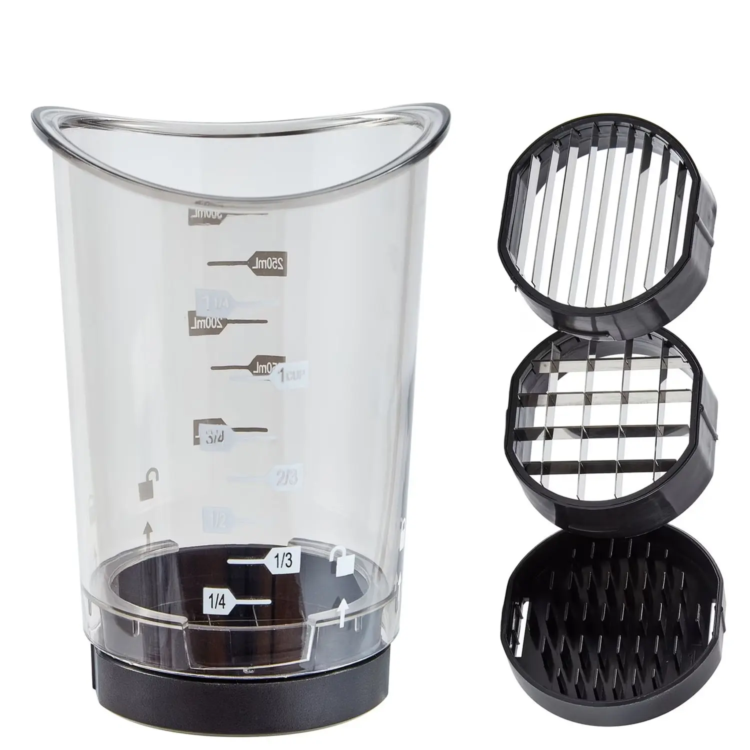 Manual Fruit Chopper, Strawberry Slicer, Egg Cutter, Salad Dicer, Quick & Easy Kitchen Tool, Includes Three Attachments