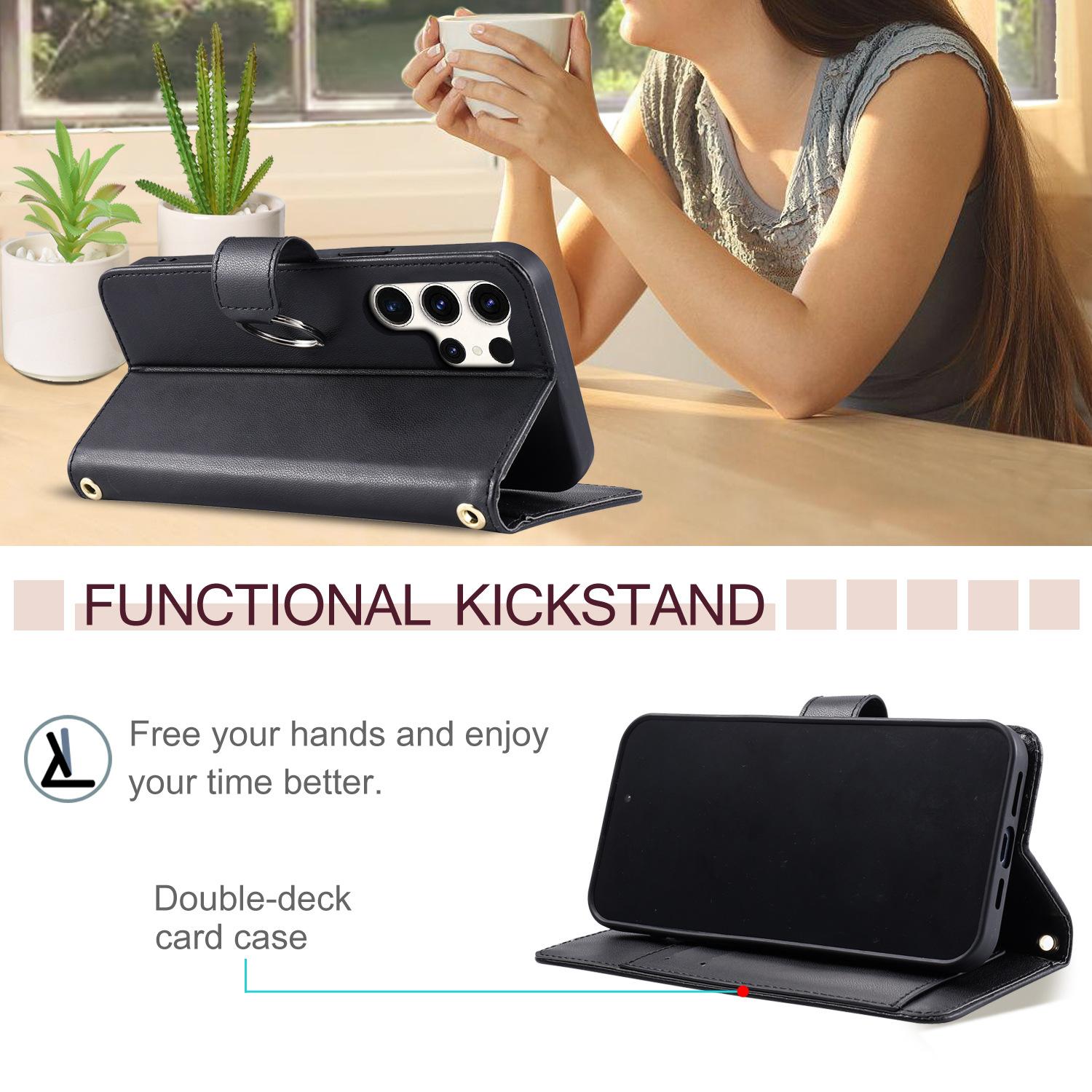 For Google Pixel 7A 7 Pro 8A 8 Pro 9A 9Pro XL 10 Pro XL Wallet Case, PU Leather Flip Folio Case with Card Holders Kickstand [Shockproof TPU Inner Shell] With Long Lanyard for Girl Women Lady