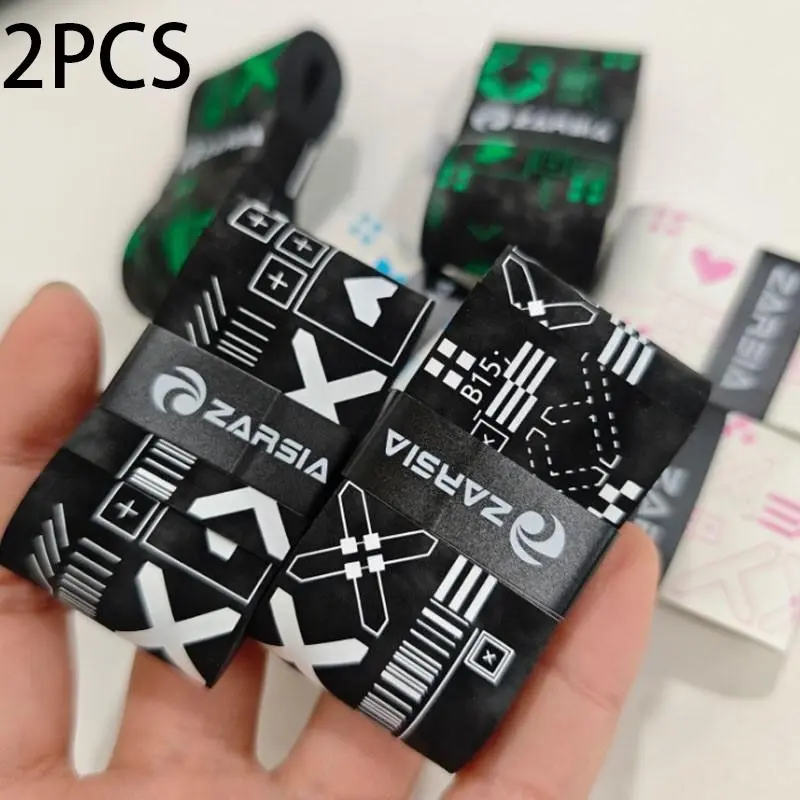 2pcs Non-Slip Sweat-Proof Printed Tennis Racket Grips, Durable Badminton Handle Bands, Fashion Tech Sports Replacement Grips