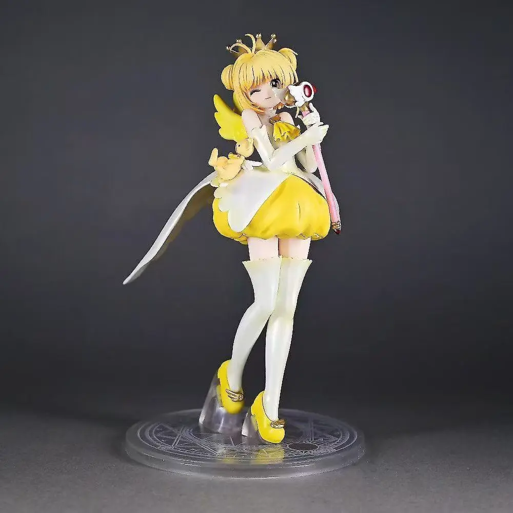 Cardcaptor Sakura Gk Anime Action Figure Model, Wooden Base Cherry Blossom Design, Collectible Desk Decor Gift, Ideal for Fans & Enthusiasts