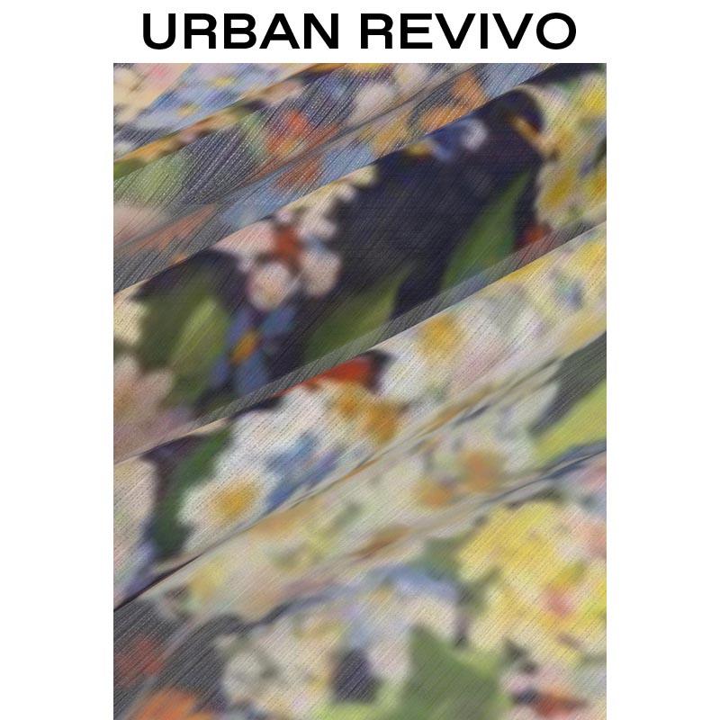 URBAN REVIVO Blue-Green Print Skirt, O-Shape Skirt Casual Outfit, Girl Elegant Fashion, Boho Bohemian Womenswear Piece