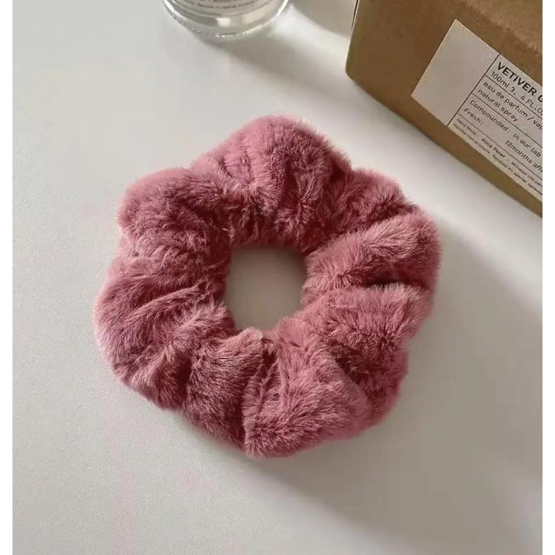 Furry Hair Scrunchies Fluffy Bobbles Elastic Ponytail Holder Soft for Women Girls 10 Random Colors Free Gift Versatile Hair Accessories.