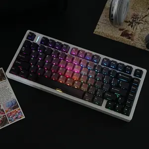 131-Key Blackberry 5.0 Keycaps, Dual-Color Injection Molding Dye-Sub Side-lighted Pbt Material South-facing Suitable for Mechanical Keyboard Spanish French German English