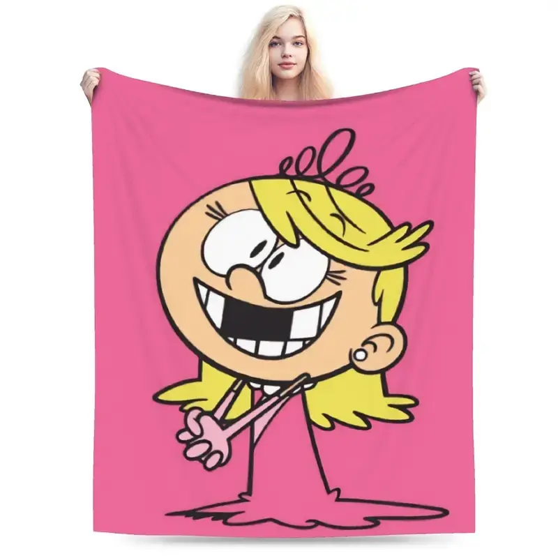 The Loud House Cartoon Theme Digital Print Anti-Pill Fleece Throw Blanket - Super Soft, Machine Washable, Durable, Minimalist Retro, Indoor Use Home Decor, Ideal Gift for Key Occasions