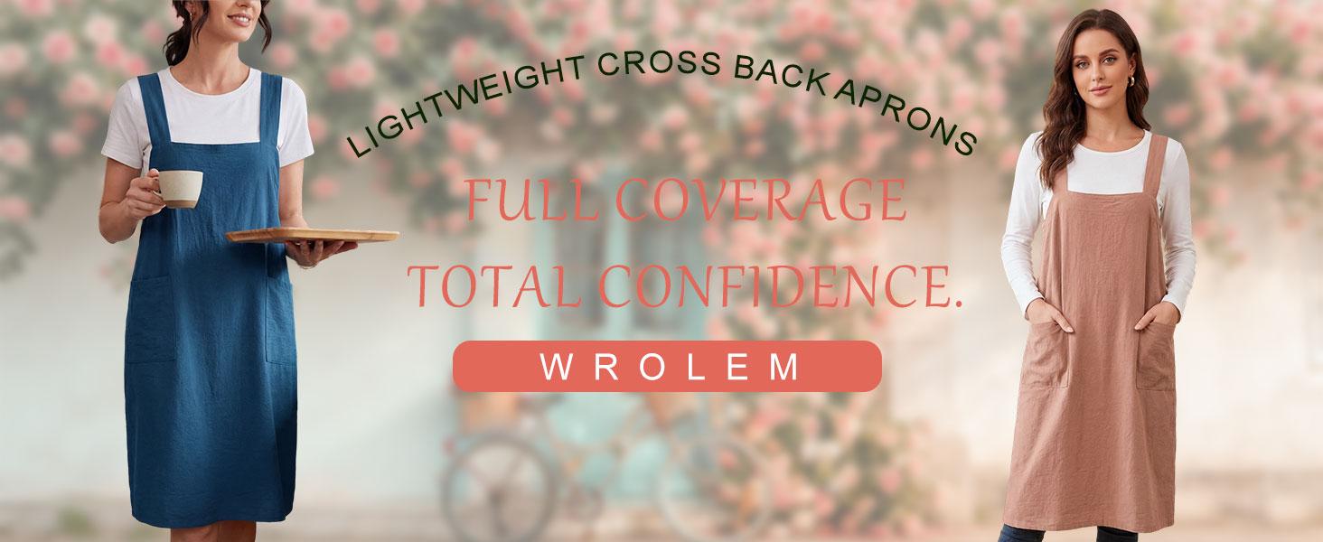 Women's Practical Cross Back Pinafore Apron with Large Pockets Home Kitchen,Restaurant,Coffee House,Cooking,Gardening clothes earthy Women's Practical Cross Back Pinafore Apron with Large Pockets Home Kitchen,Restaurant,Coffee House,Cooking,Gardening clothes earthy