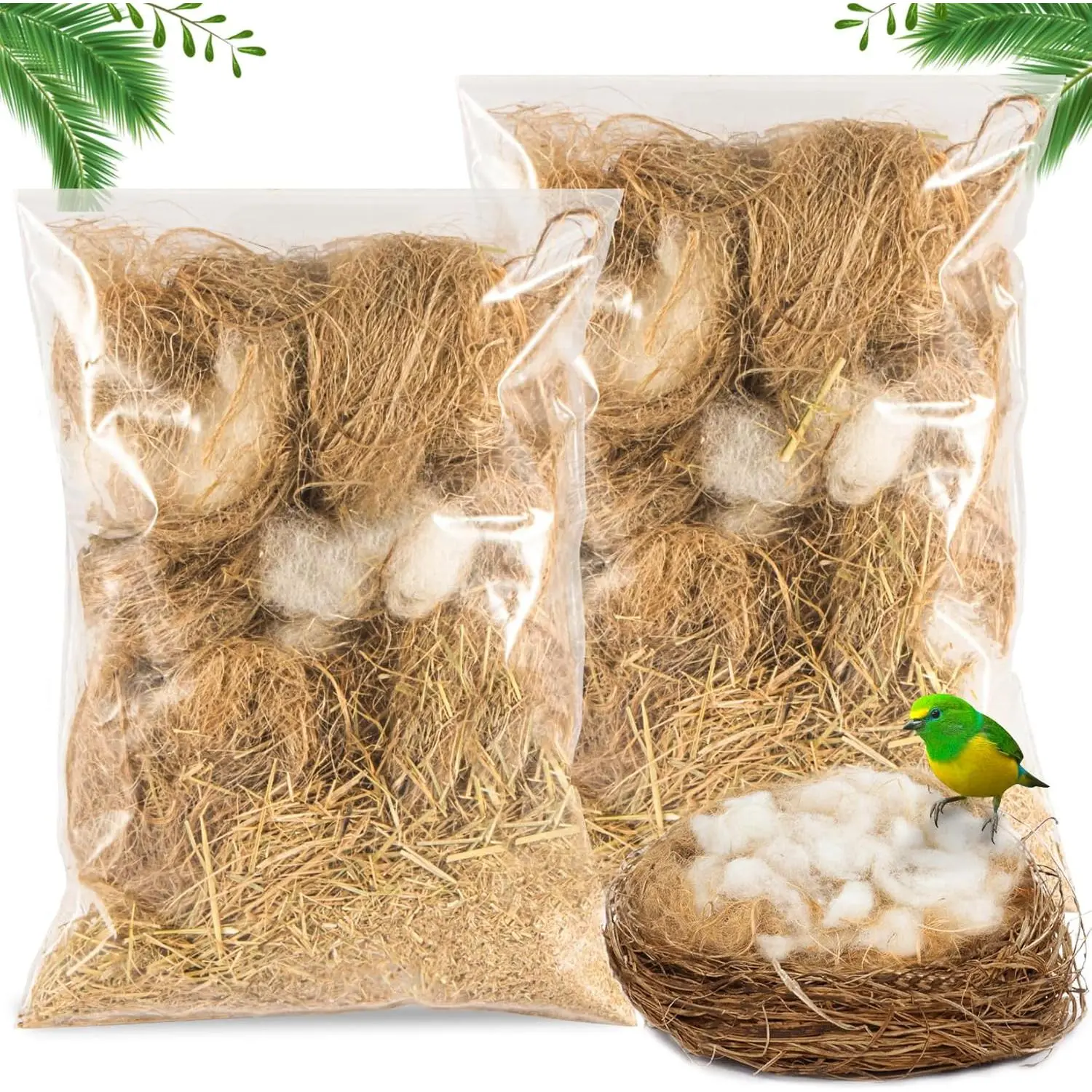 Bird Nesting Material - Bird Nests Bedding Hummingbird Nesting Material Mixing Canary Nesting Material Finch Nesting Material Parakeet Nesting Materials for Cage,Gardens,Tree Trunks (2)